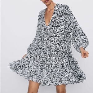 Zara Black + White Animal Print Dress